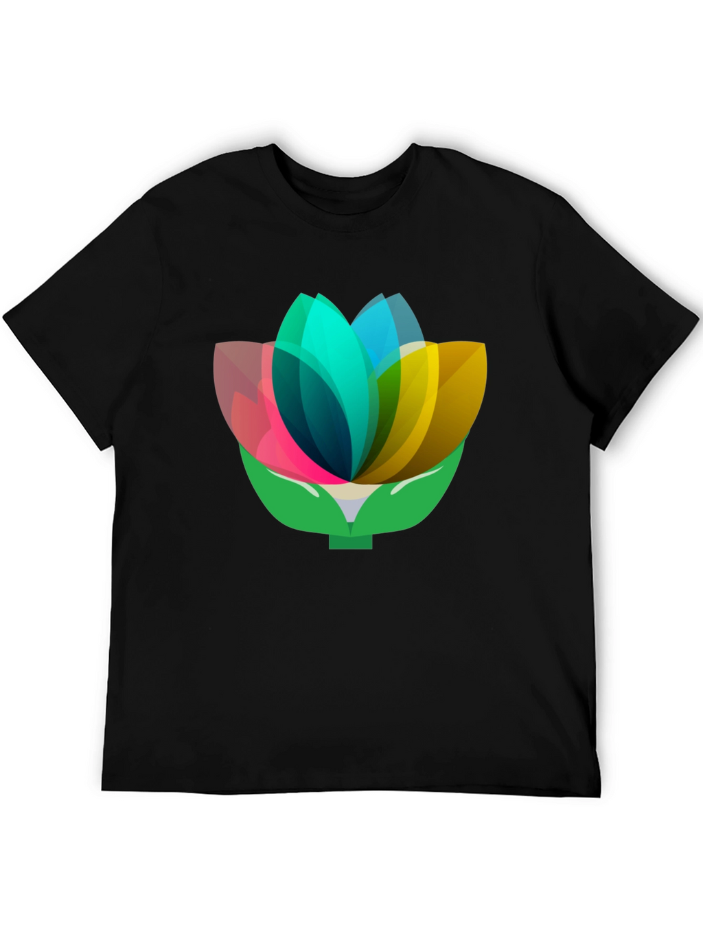 Geometric Floral Tee - Abstract Lotus Design