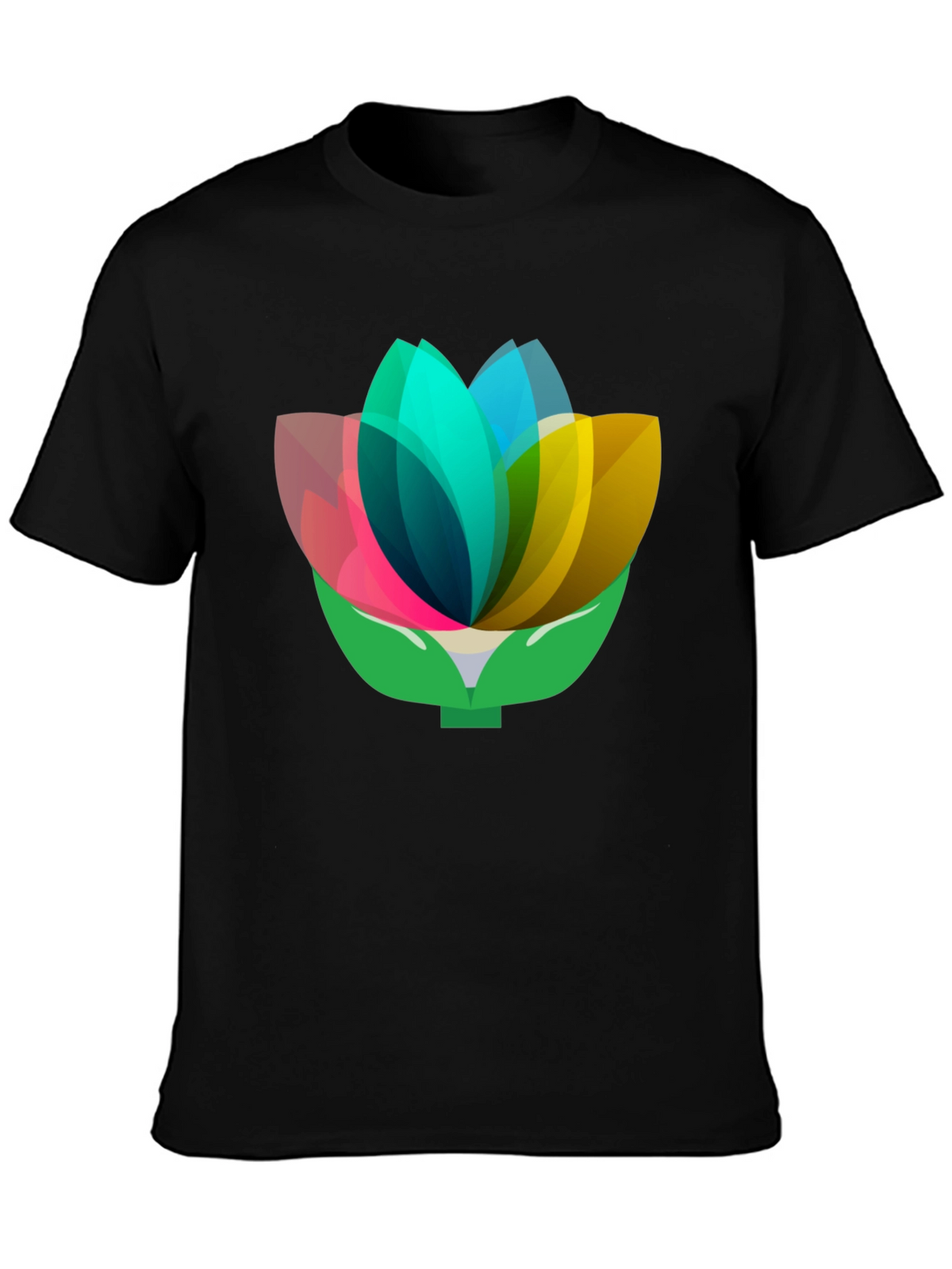 Geometric Floral Tee - Abstract Lotus Design