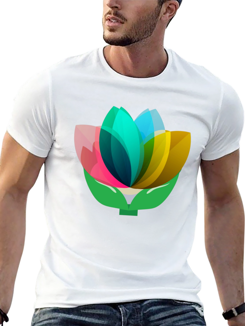 Geometric Floral Tee - Abstract Lotus Design