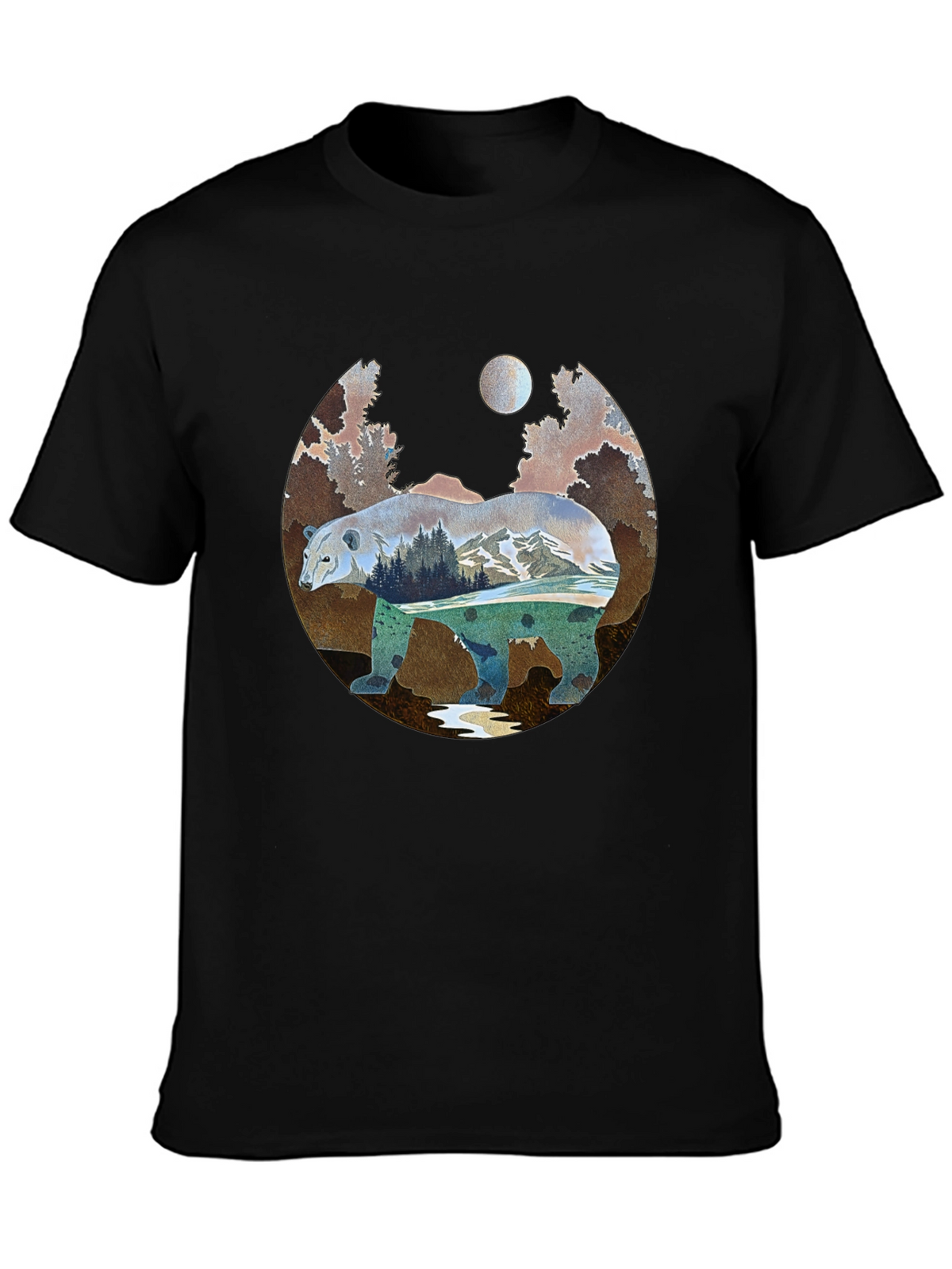Nature Bear Graphic Tee - Black