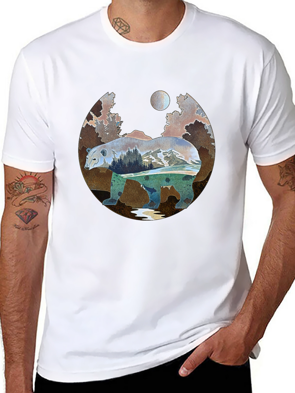 Nature Bear Graphic Tee - Black