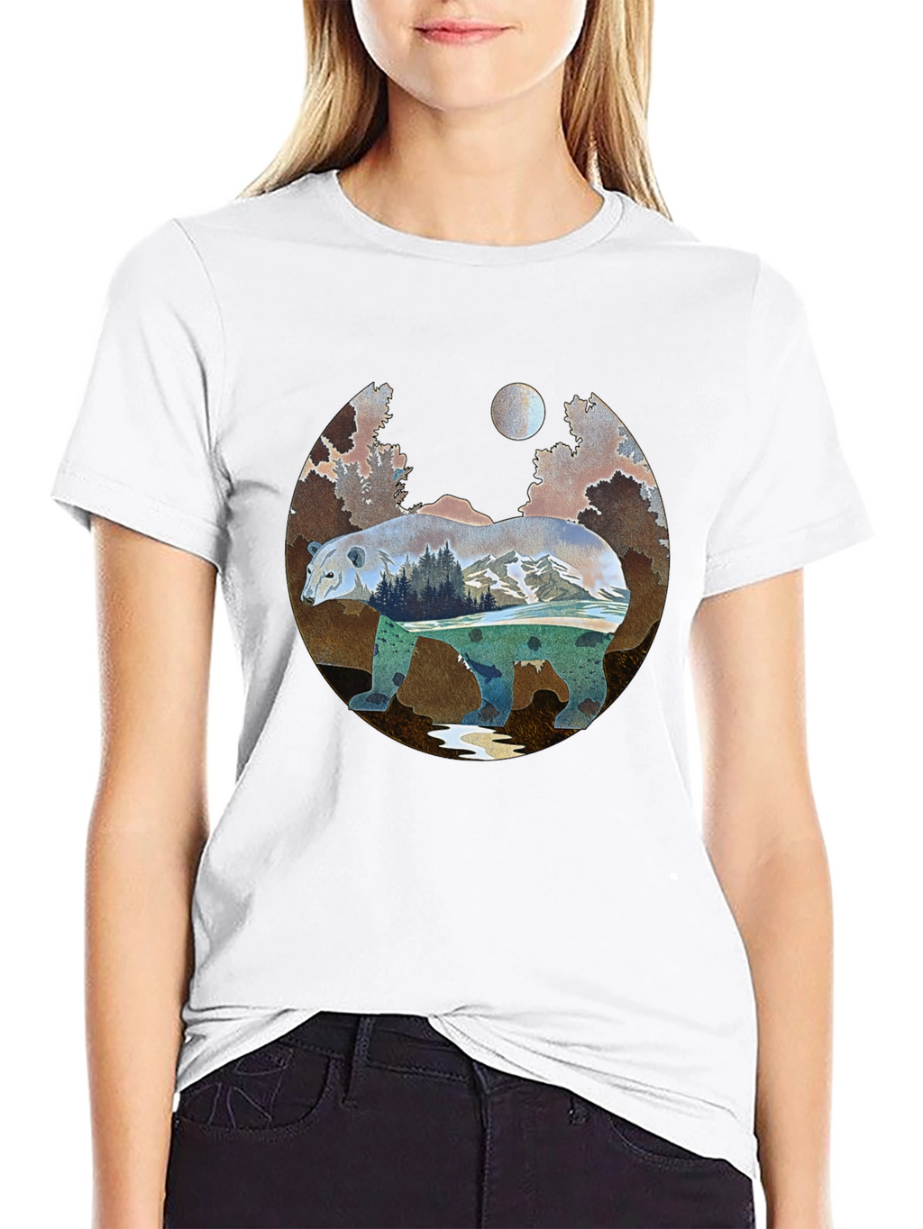 Nature Bear Graphic Tee - Black