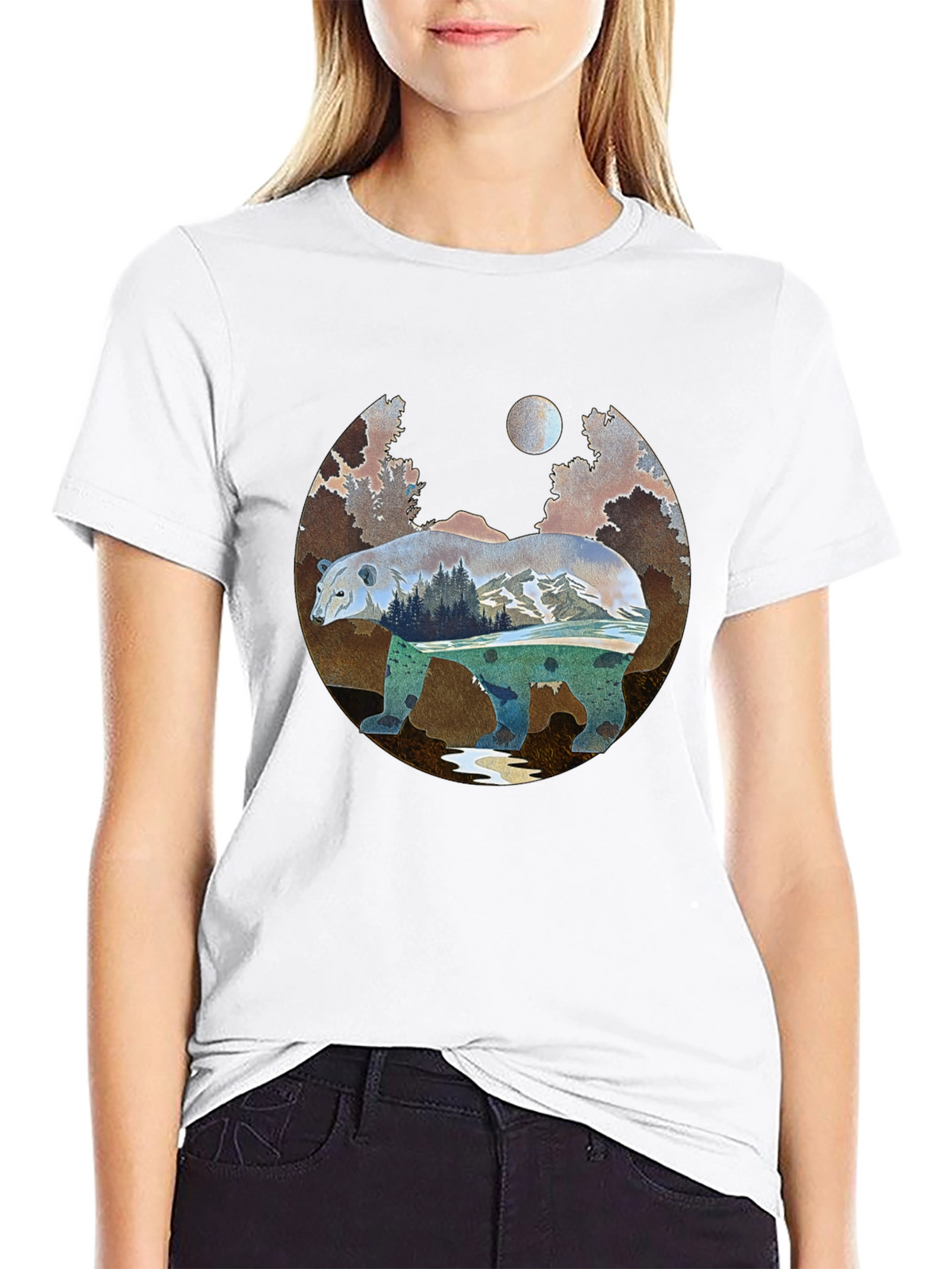 Nature Bear Graphic Tee - Black
