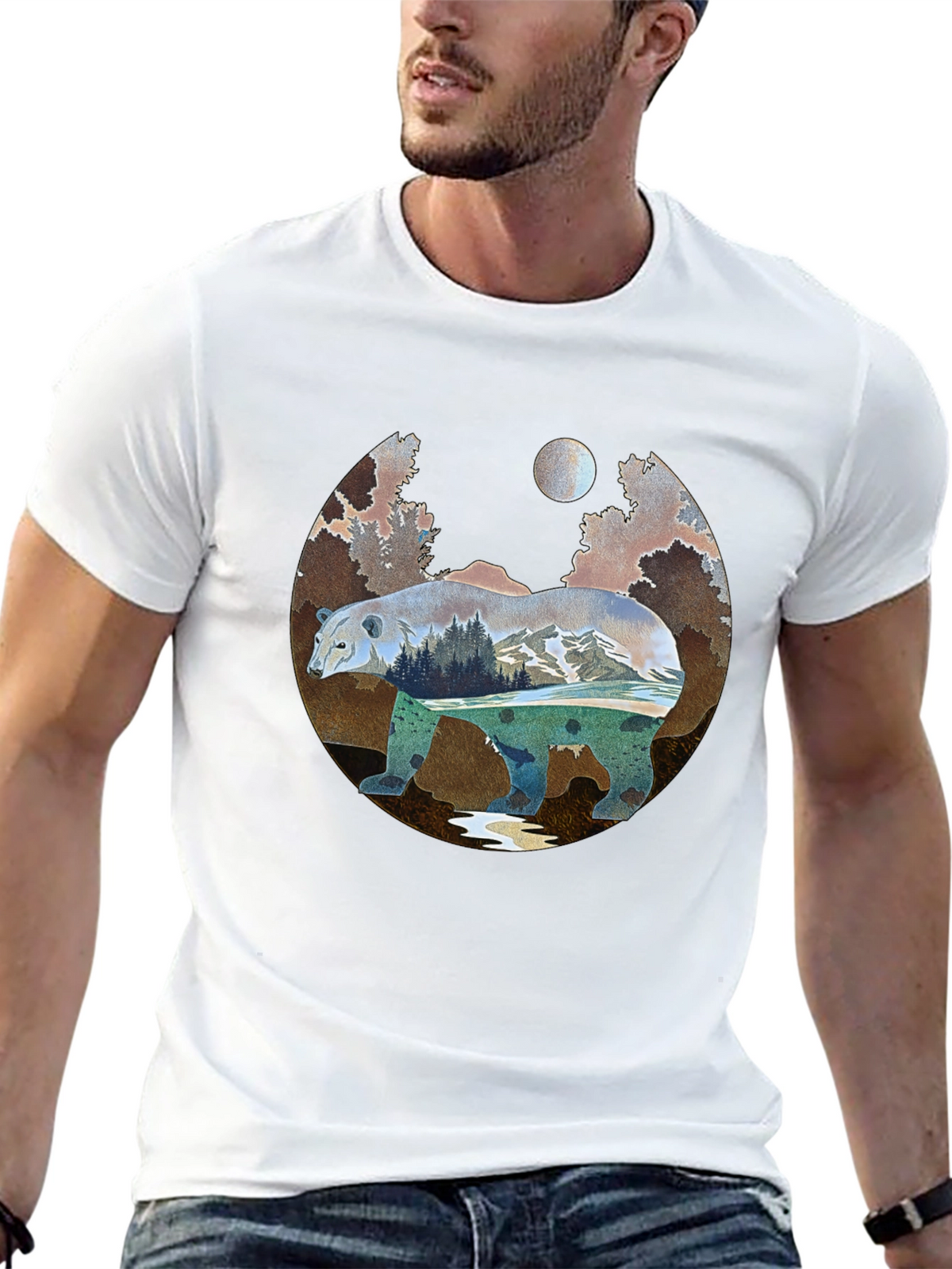 Nature Bear Graphic Tee - Black
