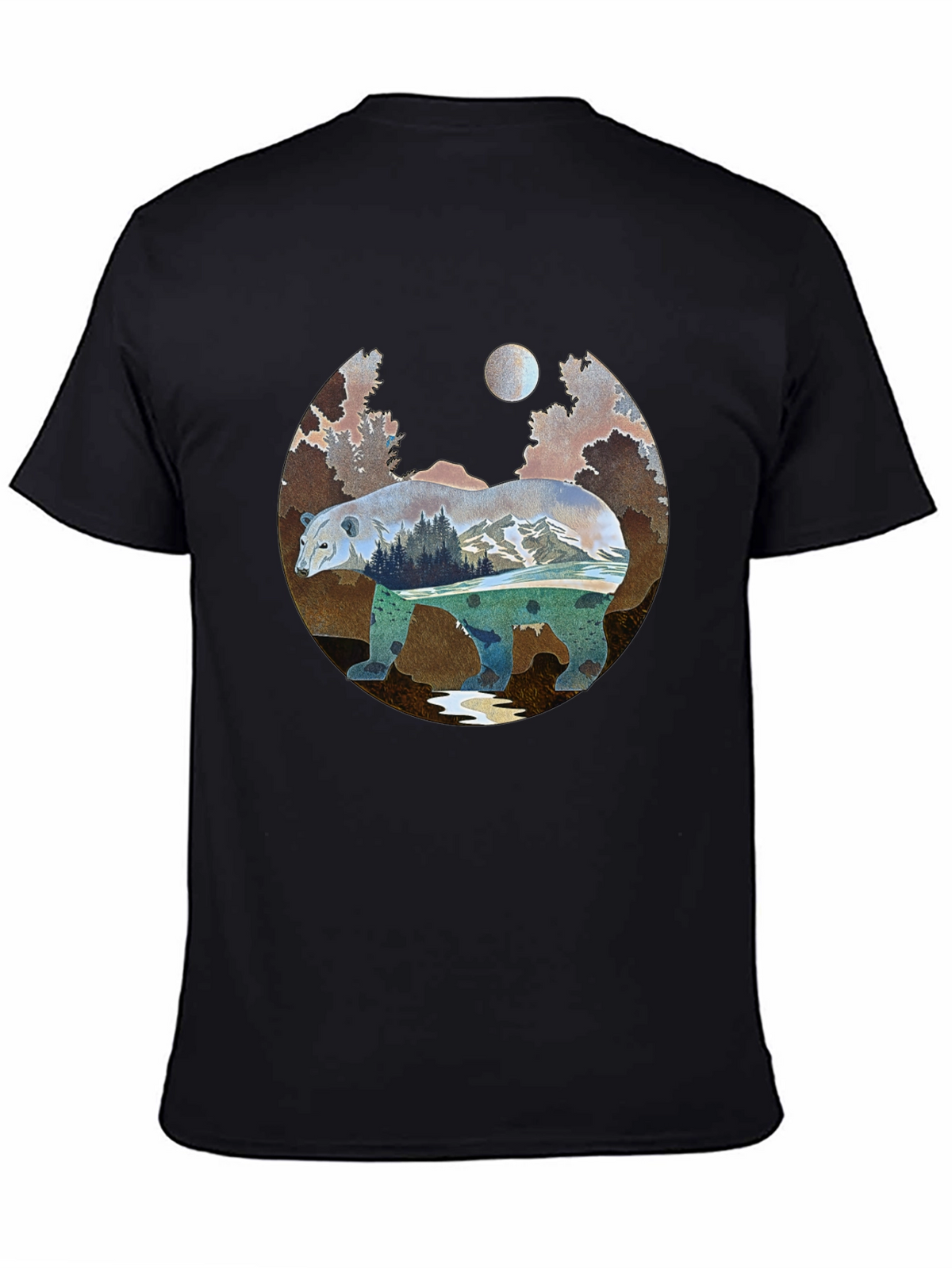 Nature Bear Graphic Tee - Black