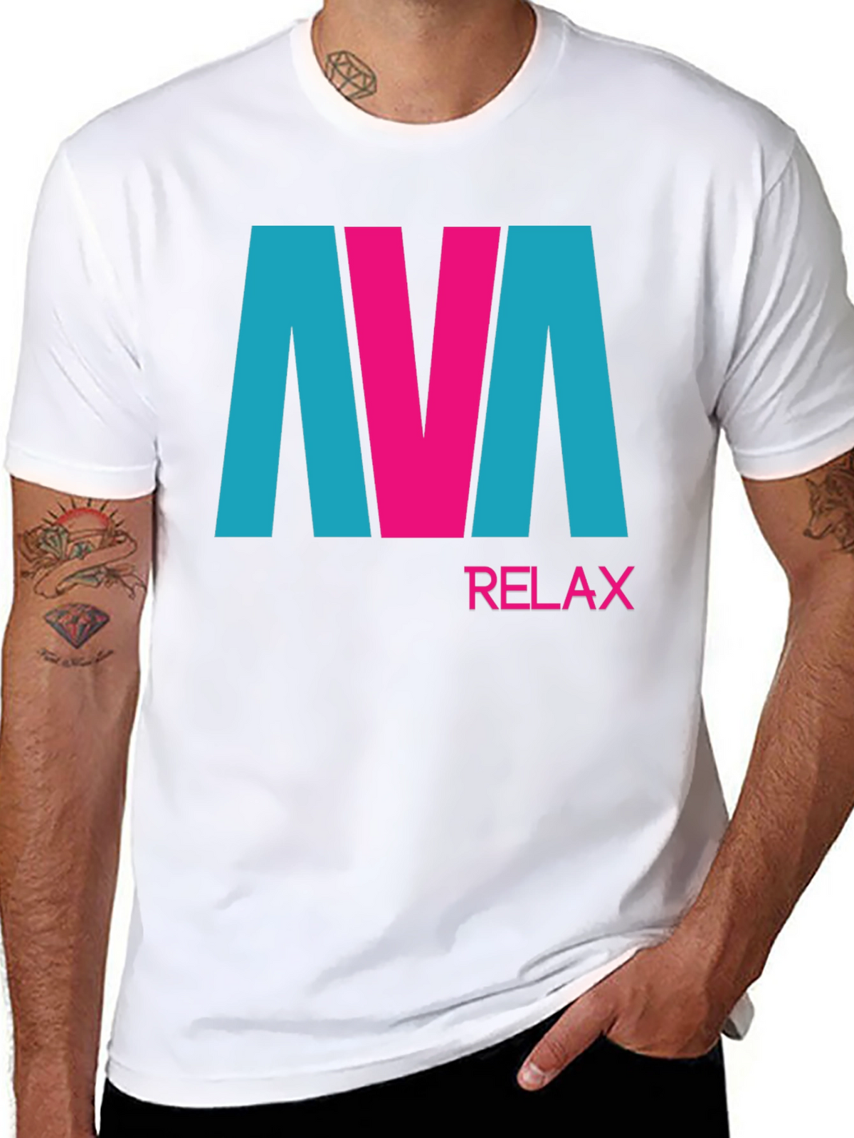 AVA Relax Graphic Tee - Black Cotton Blend T-Shirt