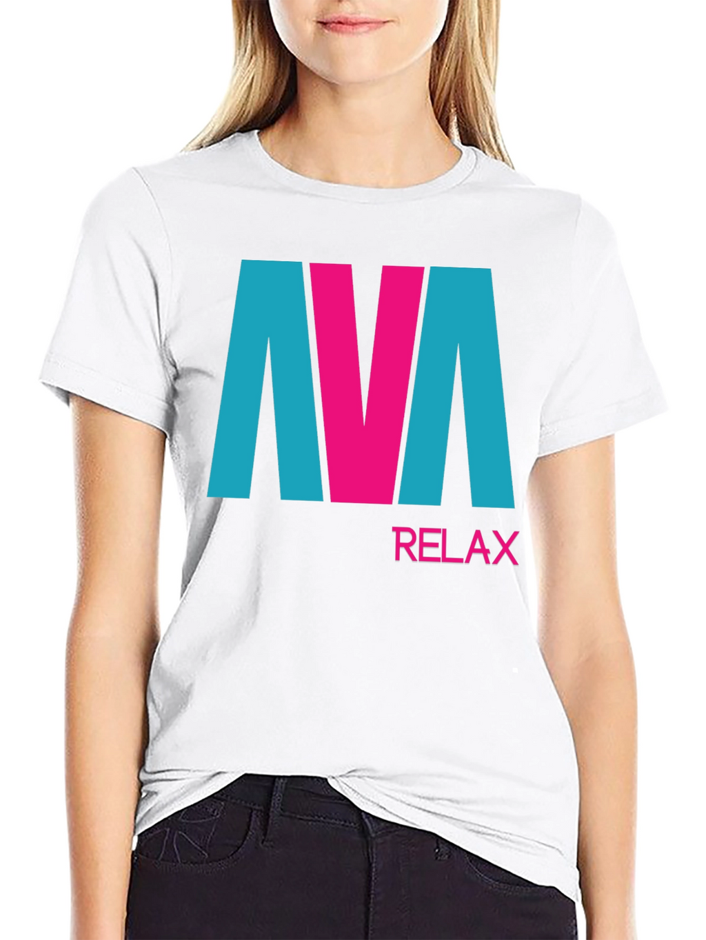 AVA Relax Graphic Tee - Black Cotton Blend T-Shirt