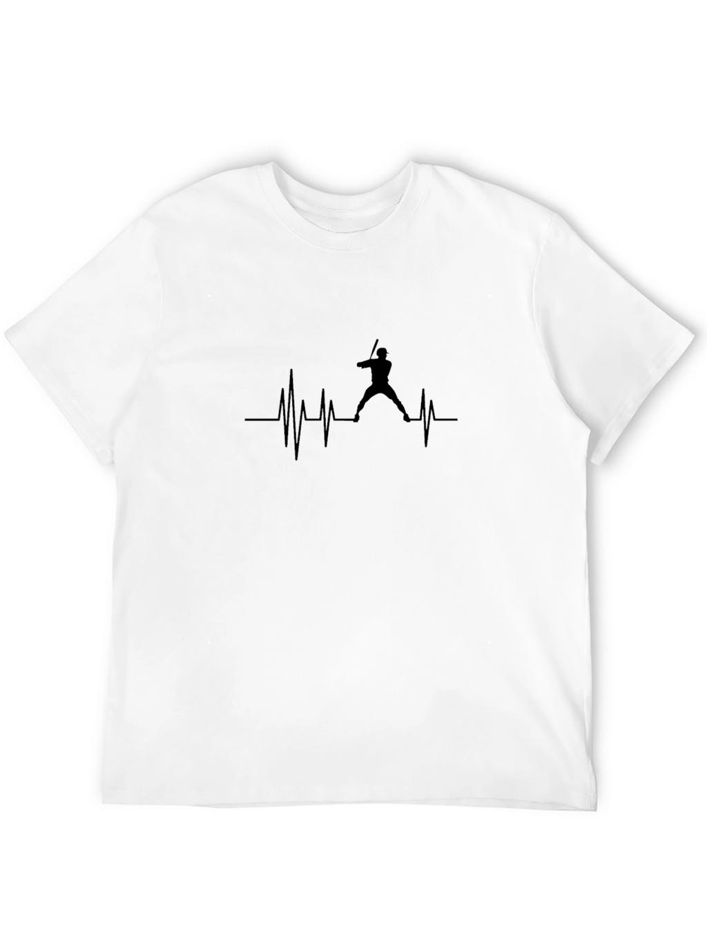 Baseball Heartbeat T-Shirt - Black