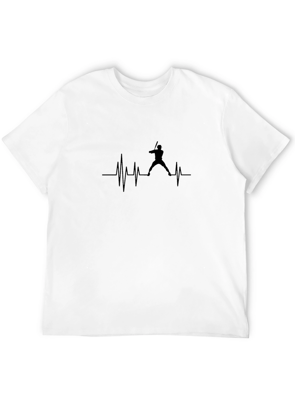 Baseball Heartbeat T-Shirt - Black