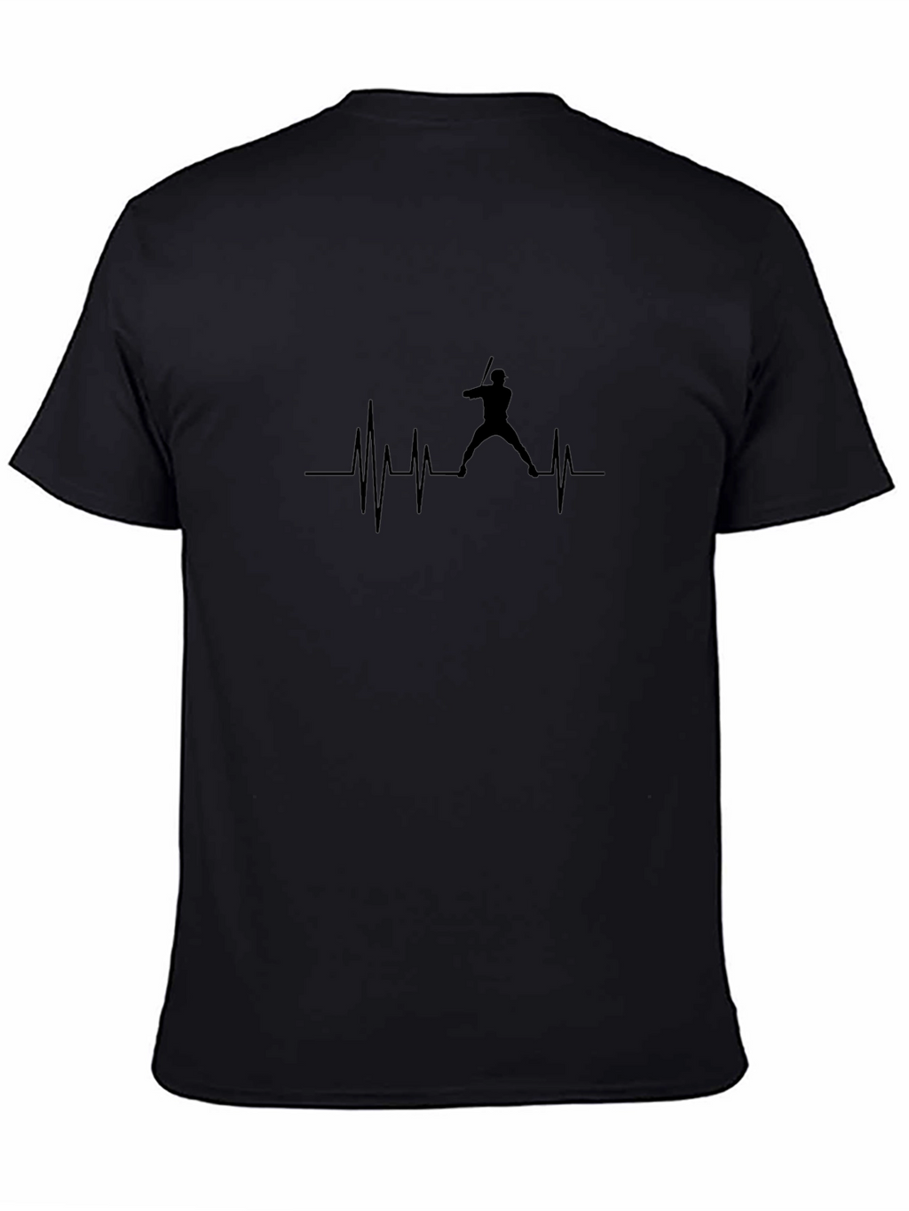 Baseball Heartbeat T-Shirt - Black