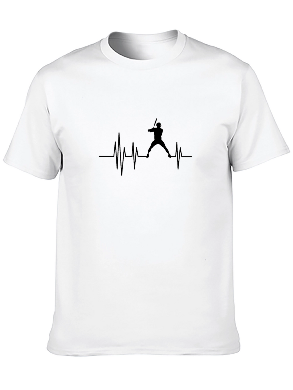 Baseball Heartbeat T-Shirt - Black