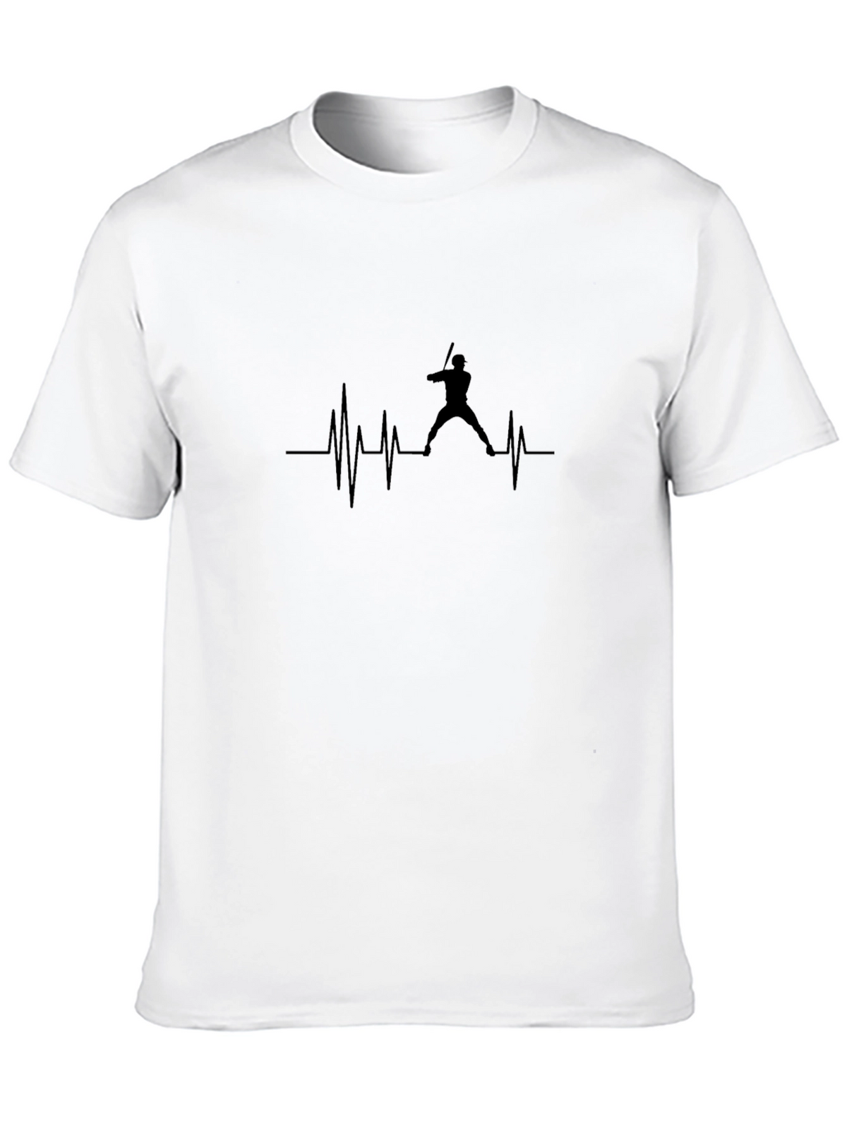 Baseball Heartbeat T-Shirt - Black