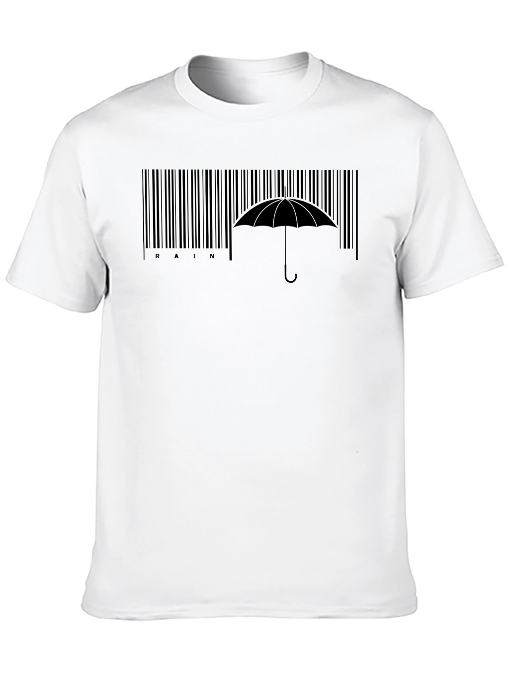 Rain Barcode Umbrella Graphic Tee - Stylish Comfort