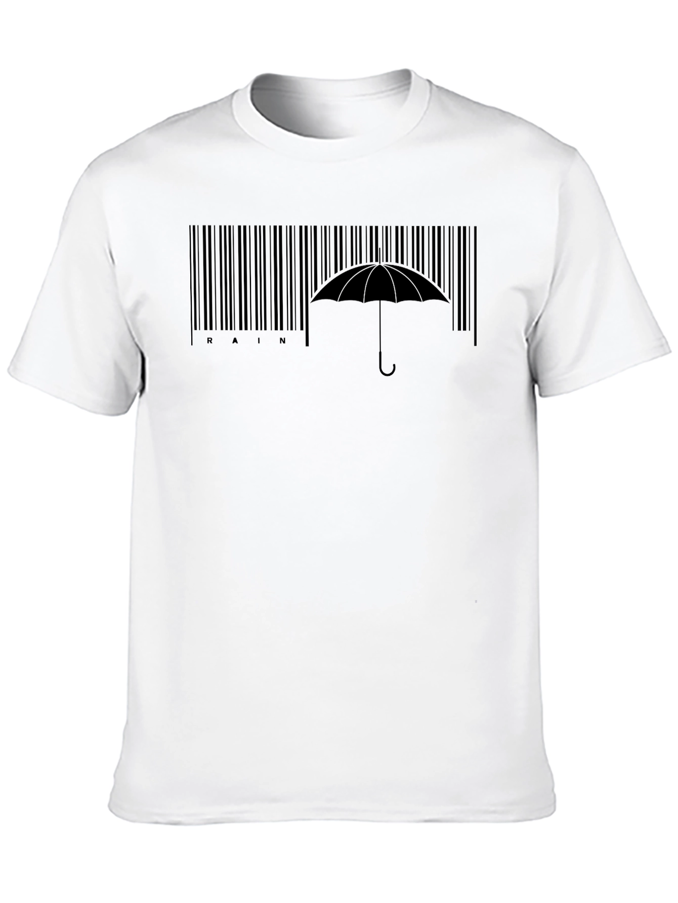 Rain Barcode Umbrella Graphic Tee - Stylish Comfort