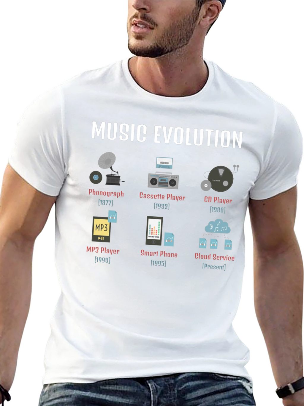 Music Evolution Graphic T-Shirt