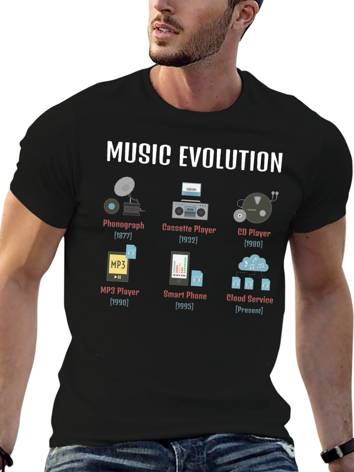 Music Evolution Graphic T-Shirt