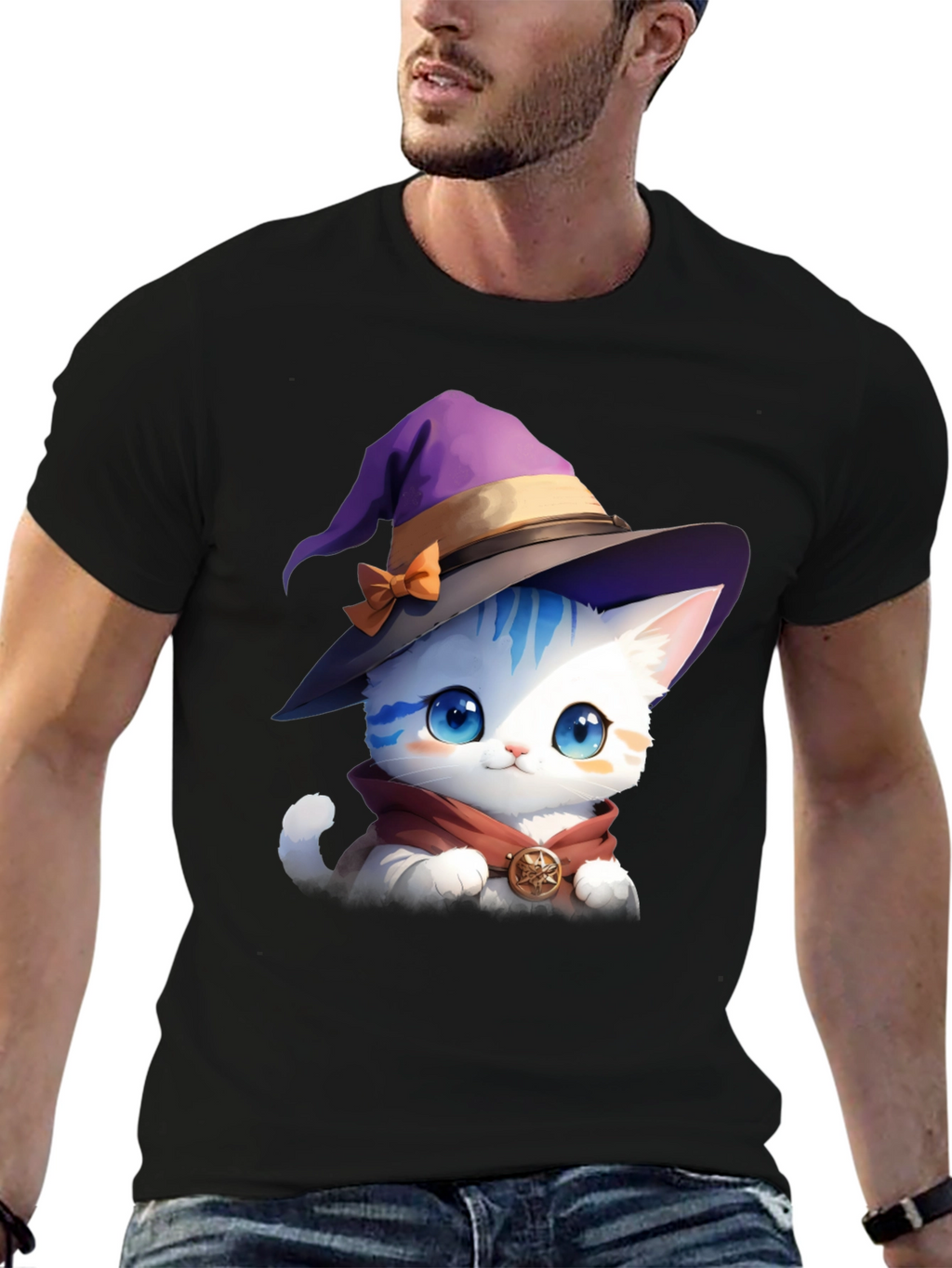 Wizard Cat Graphic Tee - Magic & Style!