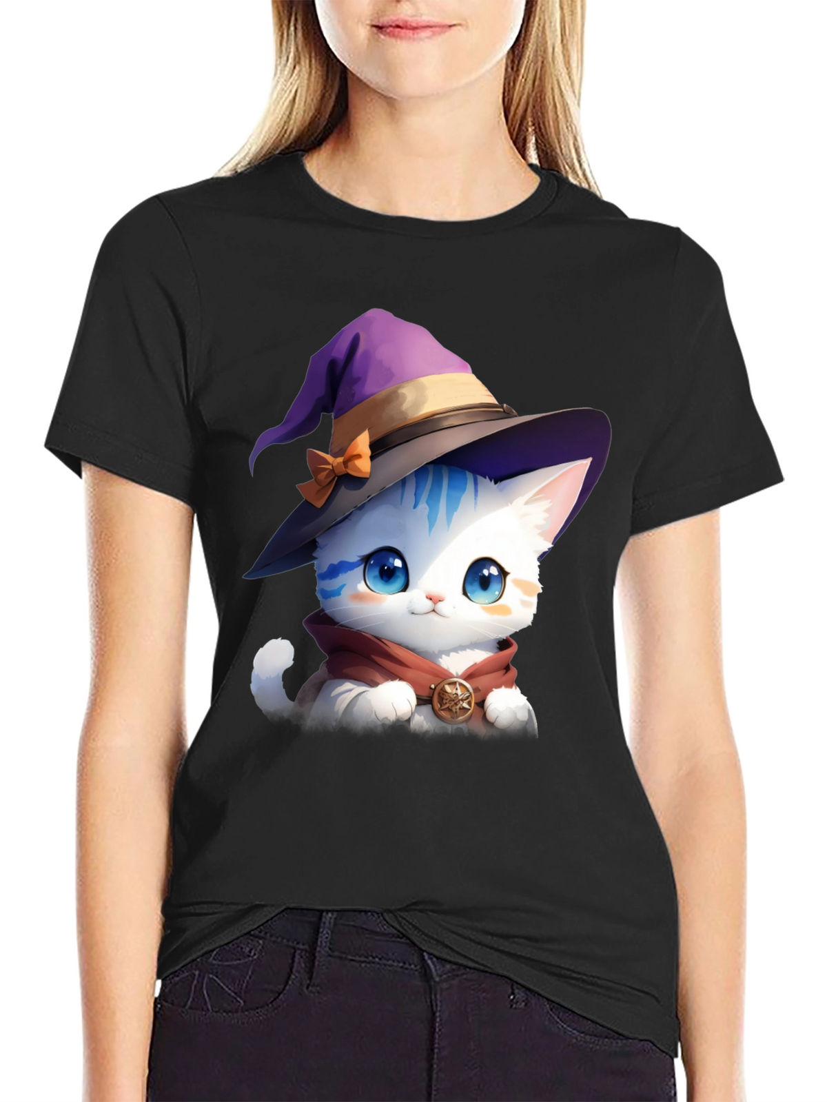 Wizard Cat Graphic Tee - Magic & Style!