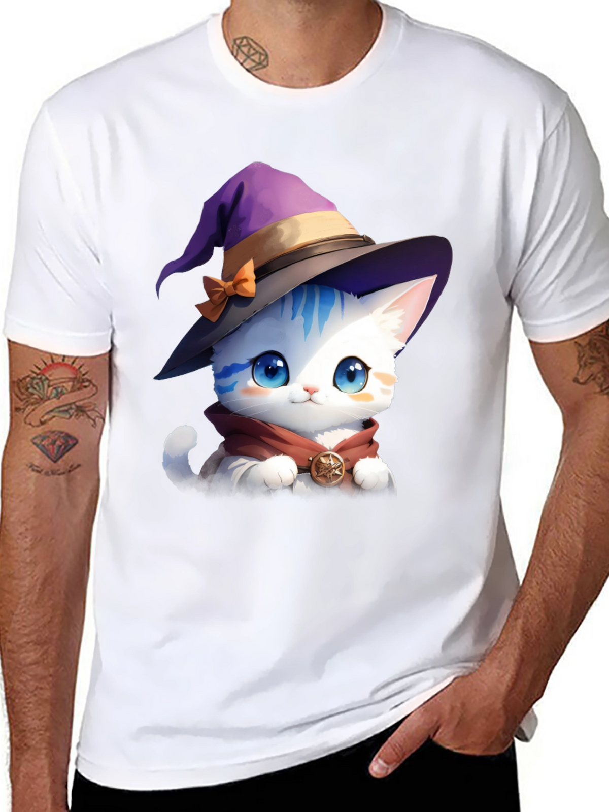 Wizard Cat Graphic Tee - Magic & Style!