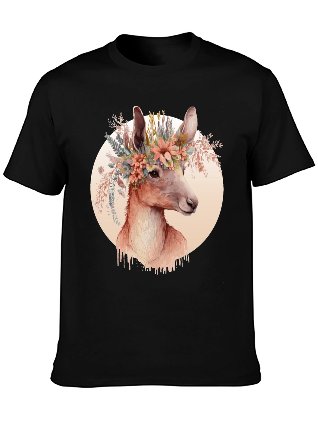 Floral Deer Graphic Tee - Trendy Unisex Shirt