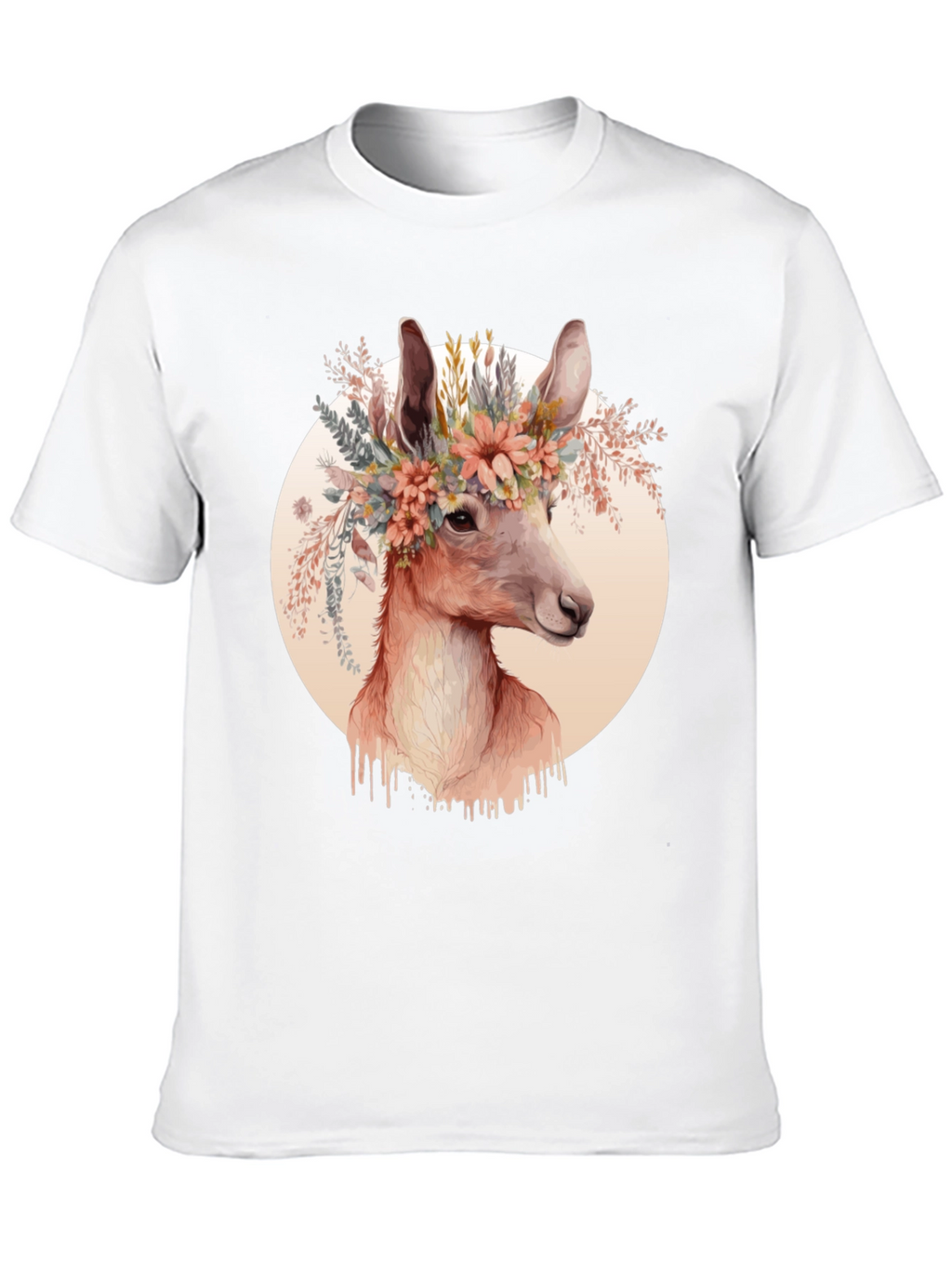Floral Deer Graphic Tee - Trendy Unisex Shirt