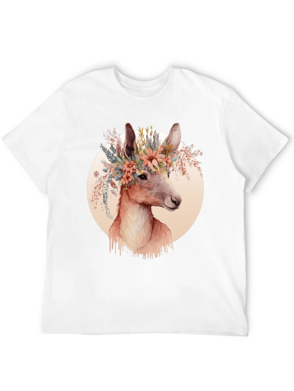 Floral Deer Graphic Tee - Trendy Unisex Shirt