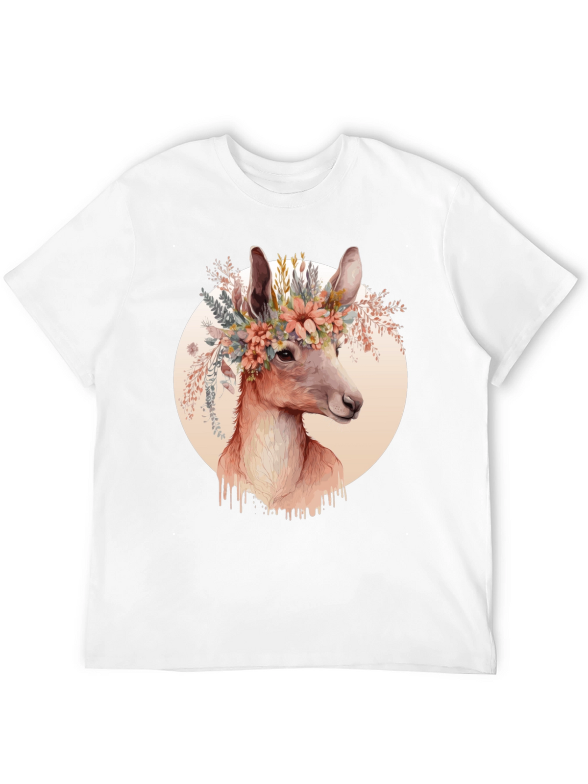 Floral Deer Graphic Tee - Trendy Unisex Shirt