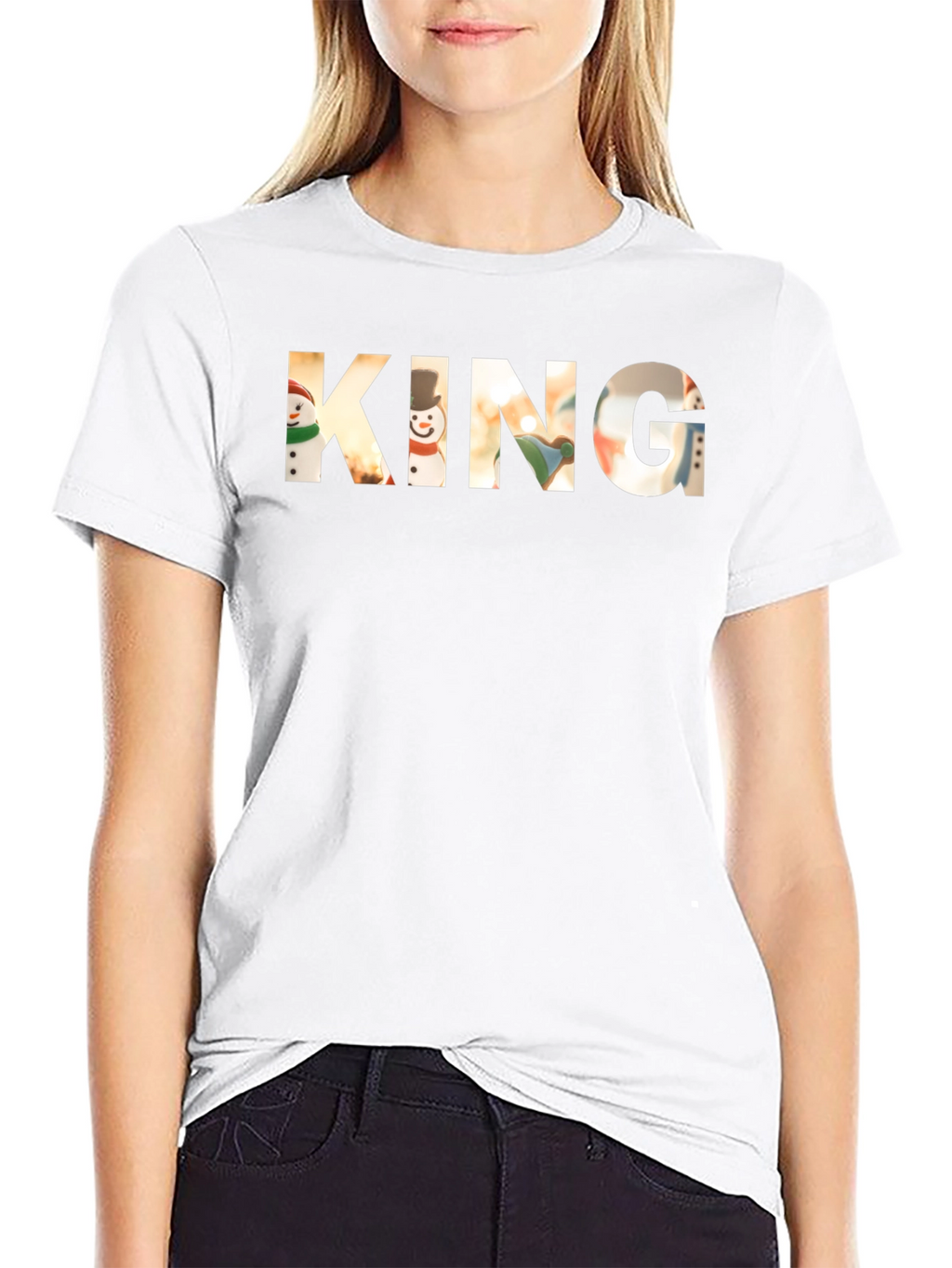 King Christmas Snowman Graphic T-Shirt