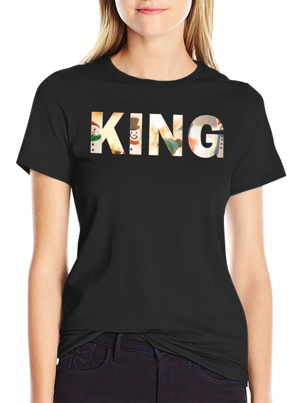 King Christmas Snowman Graphic T-Shirt