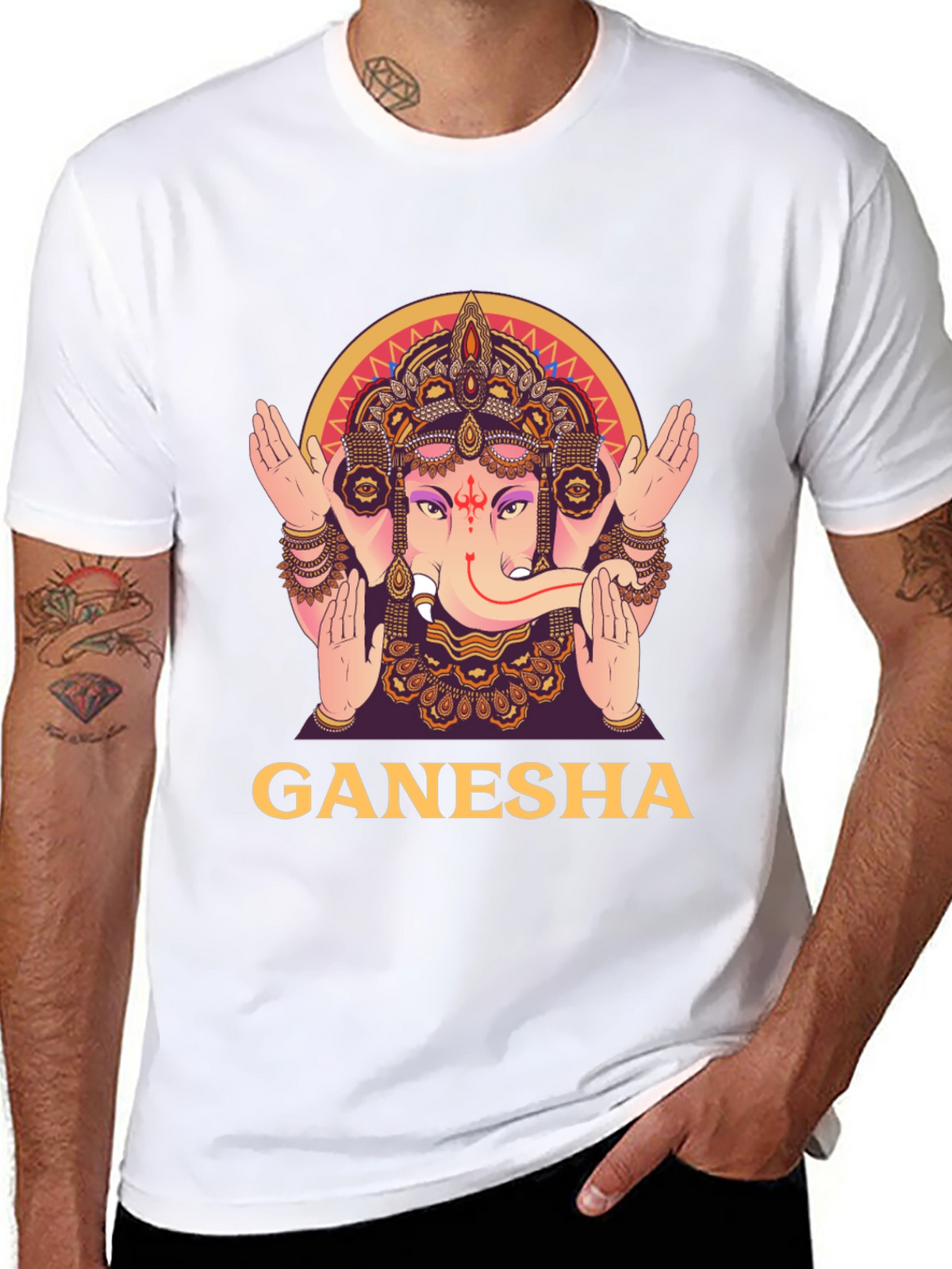 Ganesha Graphic Tee - Black Cotton T-Shirt