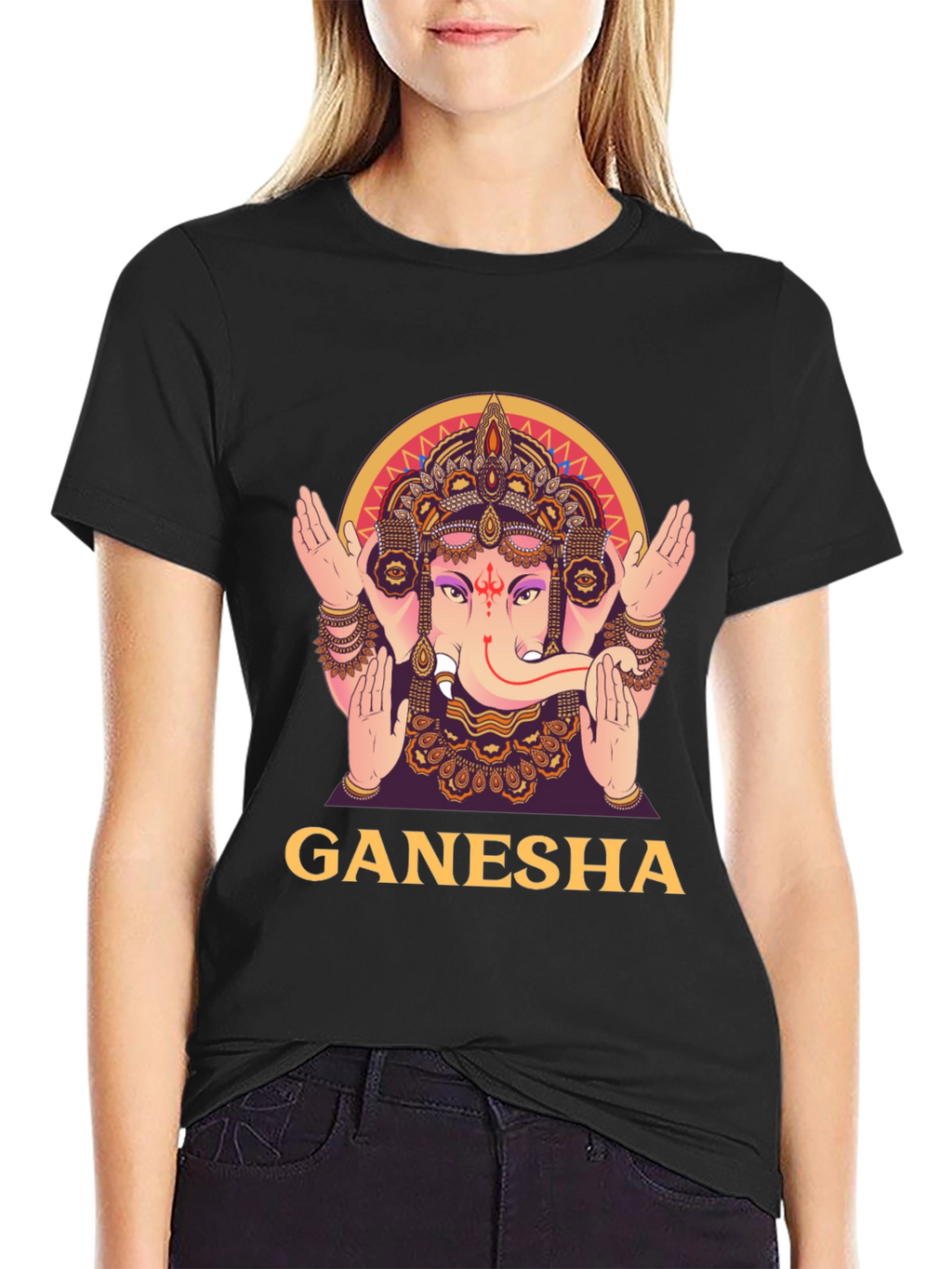 Ganesha Graphic Tee - Black Cotton T-Shirt