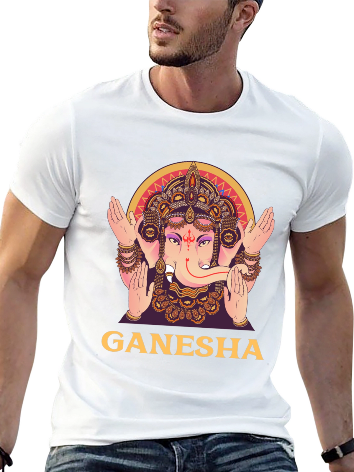 Ganesha Graphic Tee - Black Cotton T-Shirt