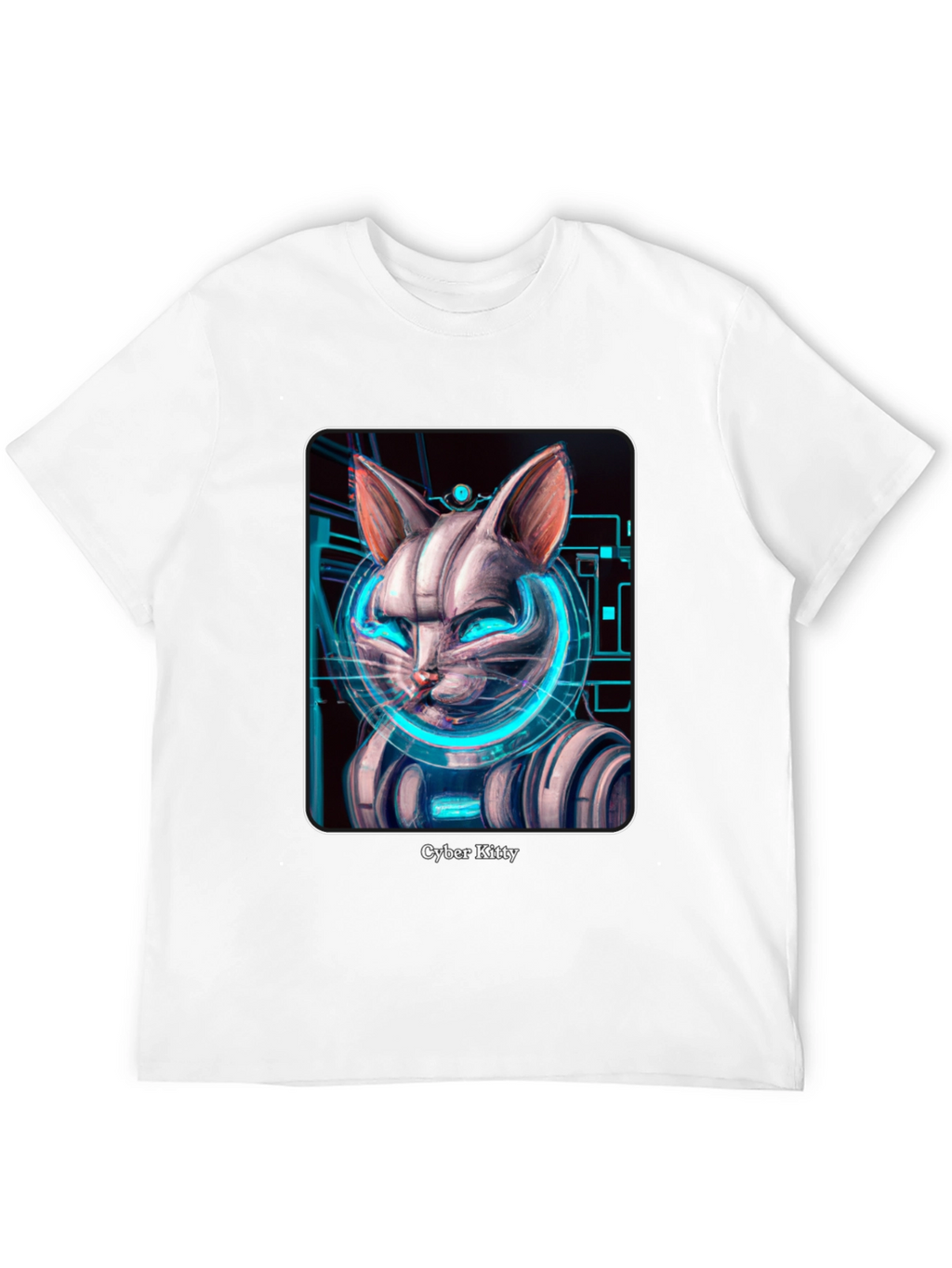 Cyber Kitty T-Shirt - Futuristic Cat Design