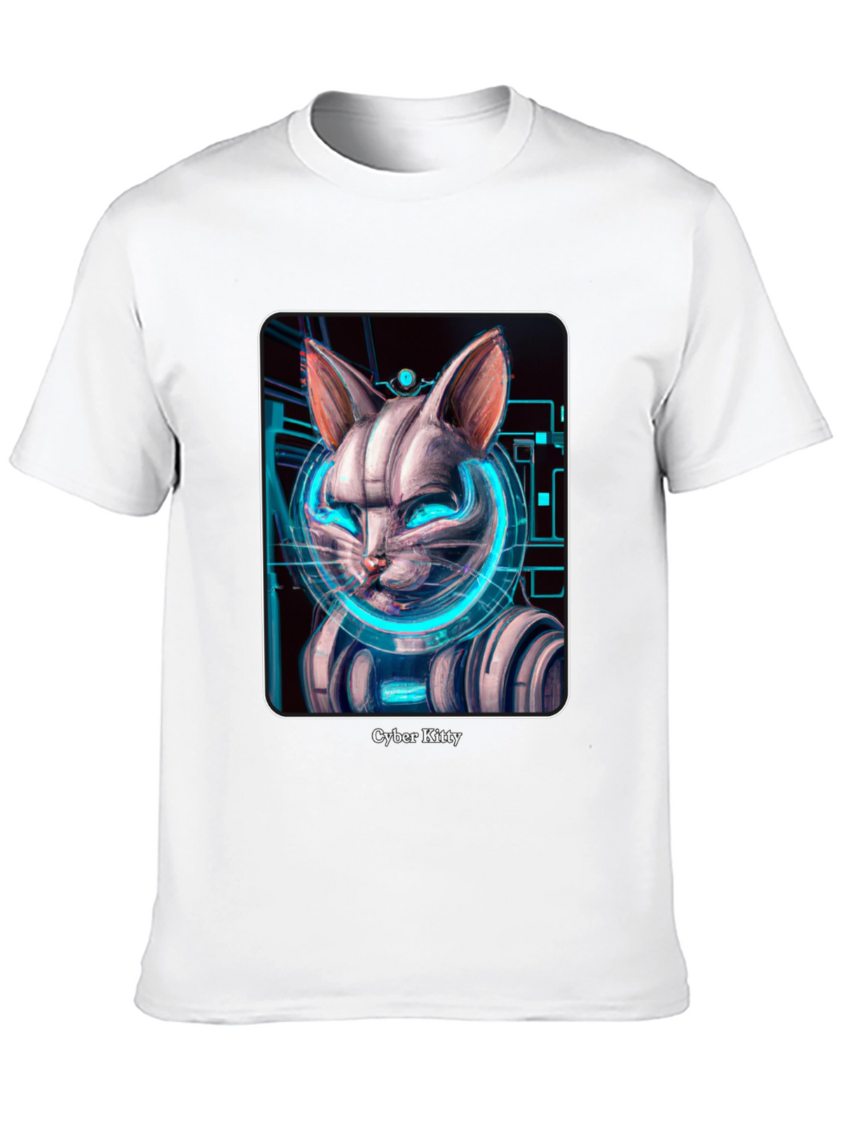 Cyber Kitty T-Shirt - Futuristic Cat Design