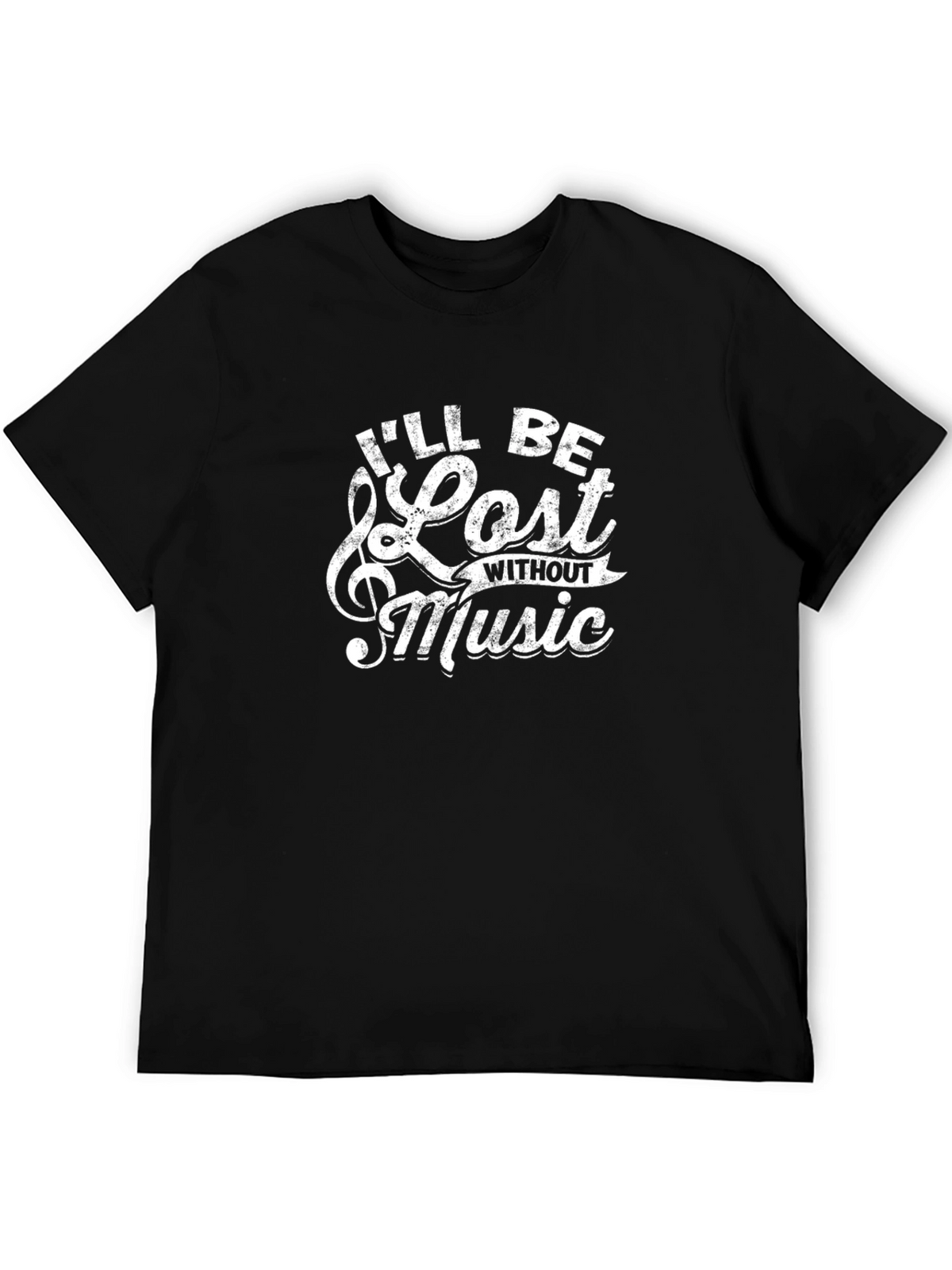 Ill Be Lost Without Music Black Cotton Graphic T-Shirt