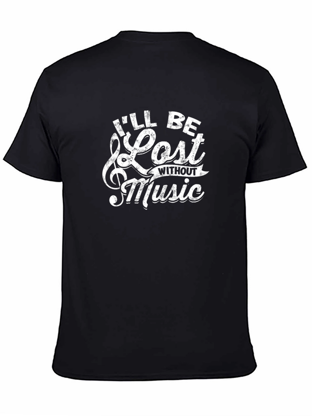 Ill Be Lost Without Music Black Cotton Graphic T-Shirt