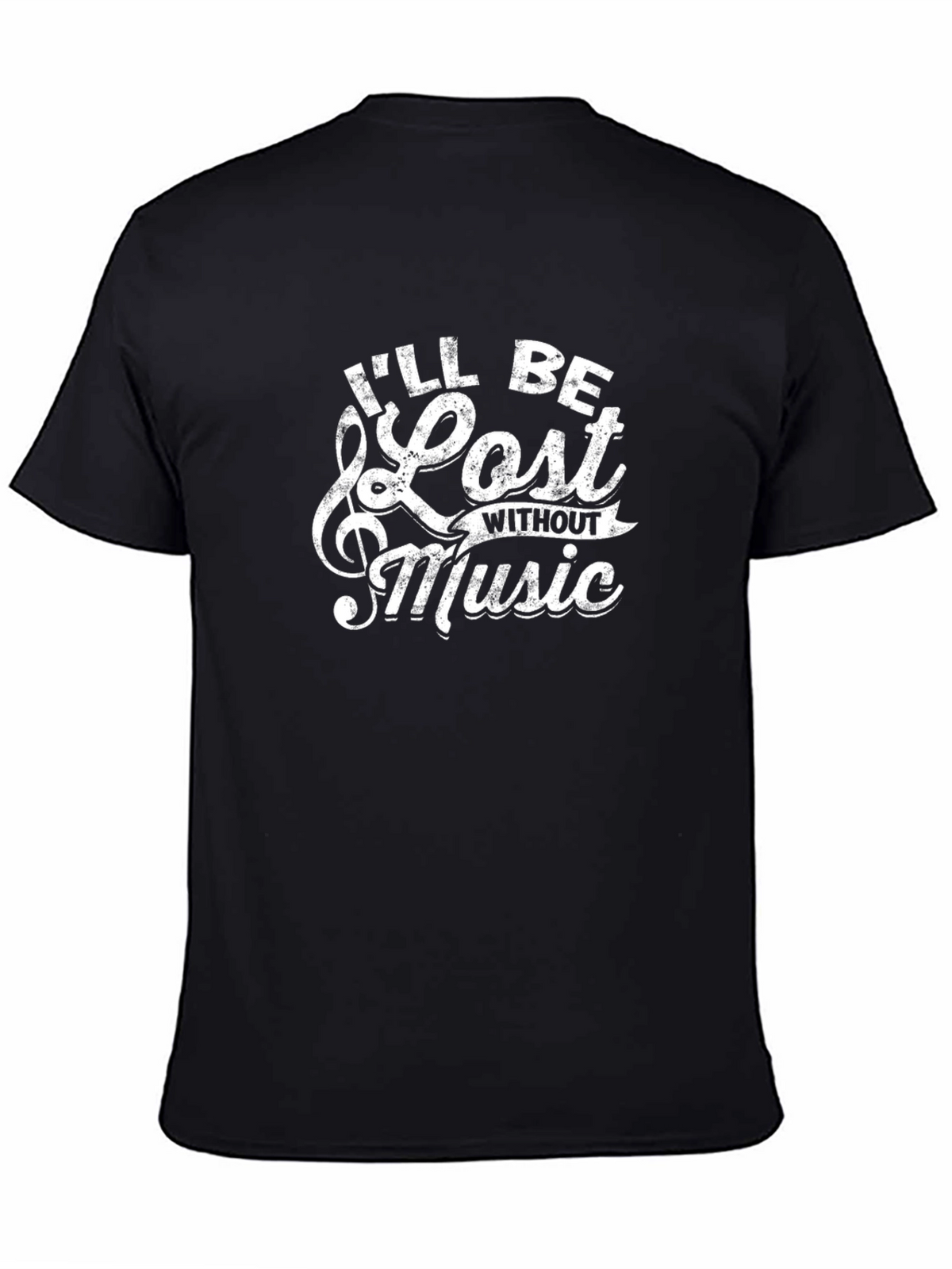 Ill Be Lost Without Music Black Cotton Graphic T-Shirt