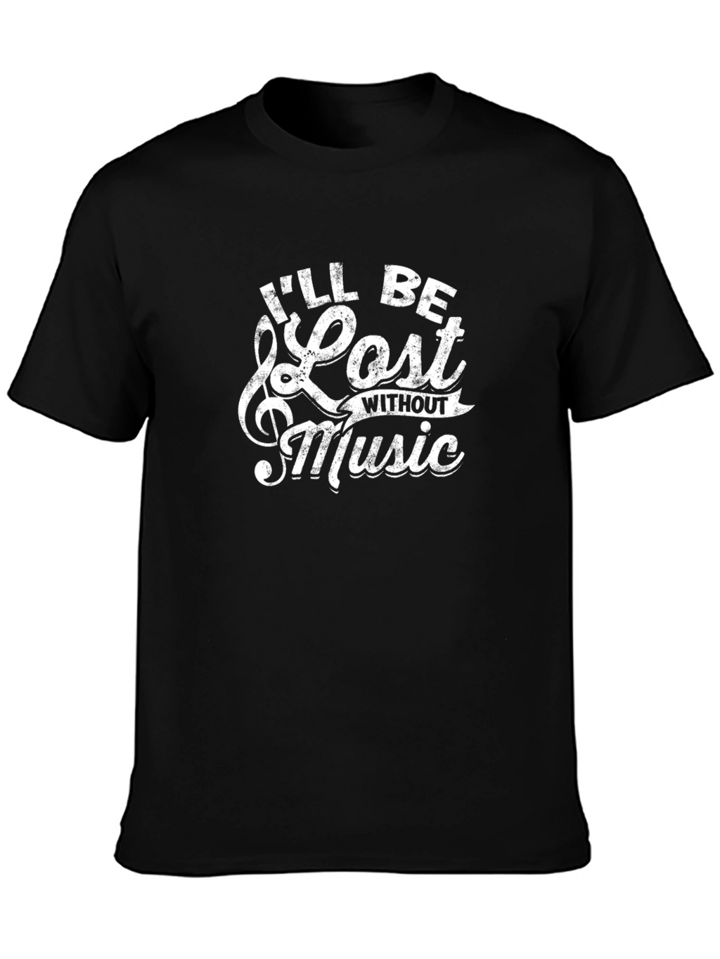 Ill Be Lost Without Music Black Cotton Graphic T-Shirt