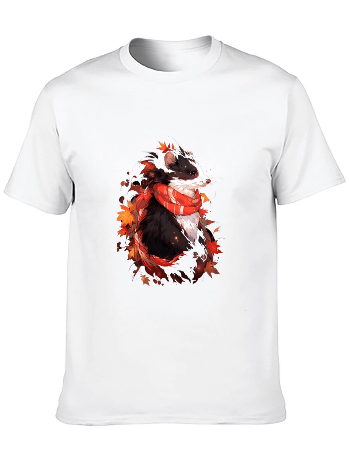 Whimsical Badger Graphic Tee - Autumn Scarf Design