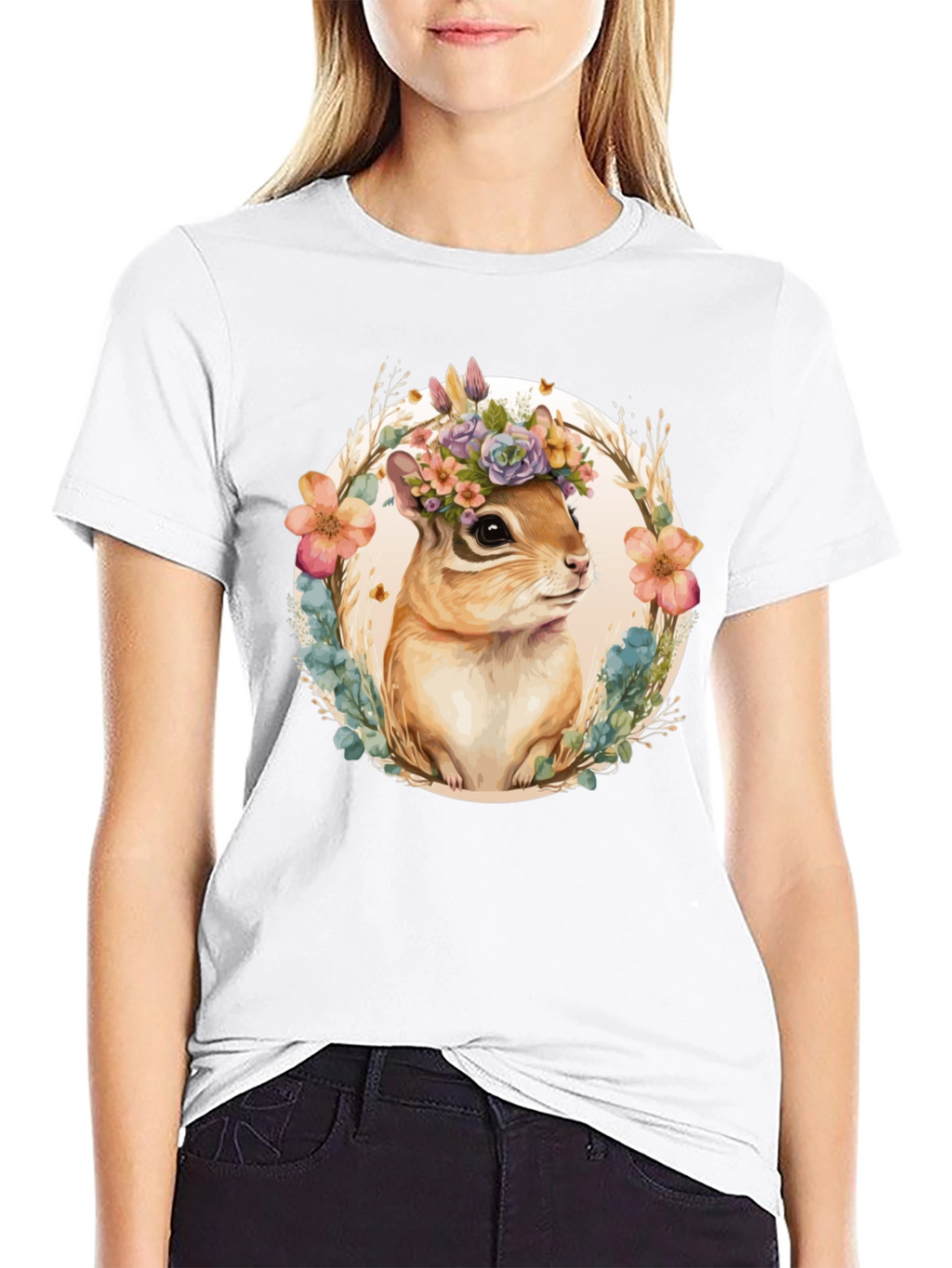 Floral Chipmunk Graphic Tee