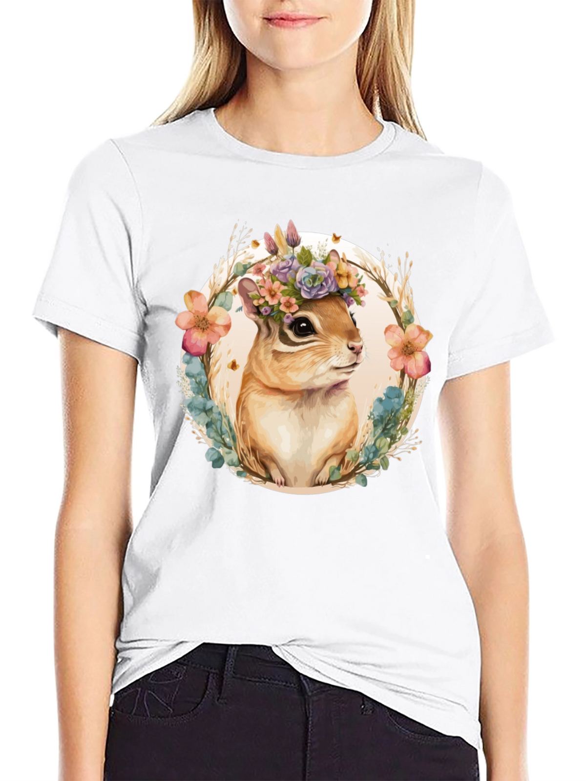Floral Chipmunk Graphic Tee