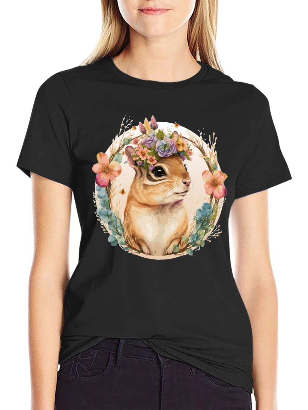 Floral Chipmunk Graphic Tee