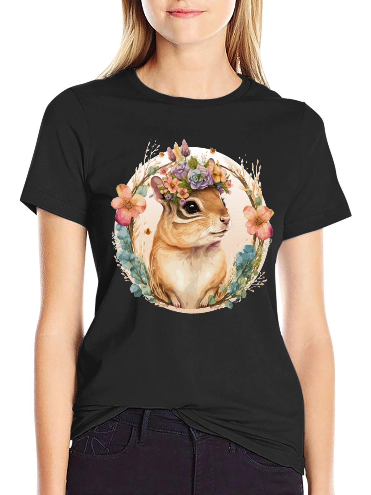 Floral Chipmunk Graphic Tee