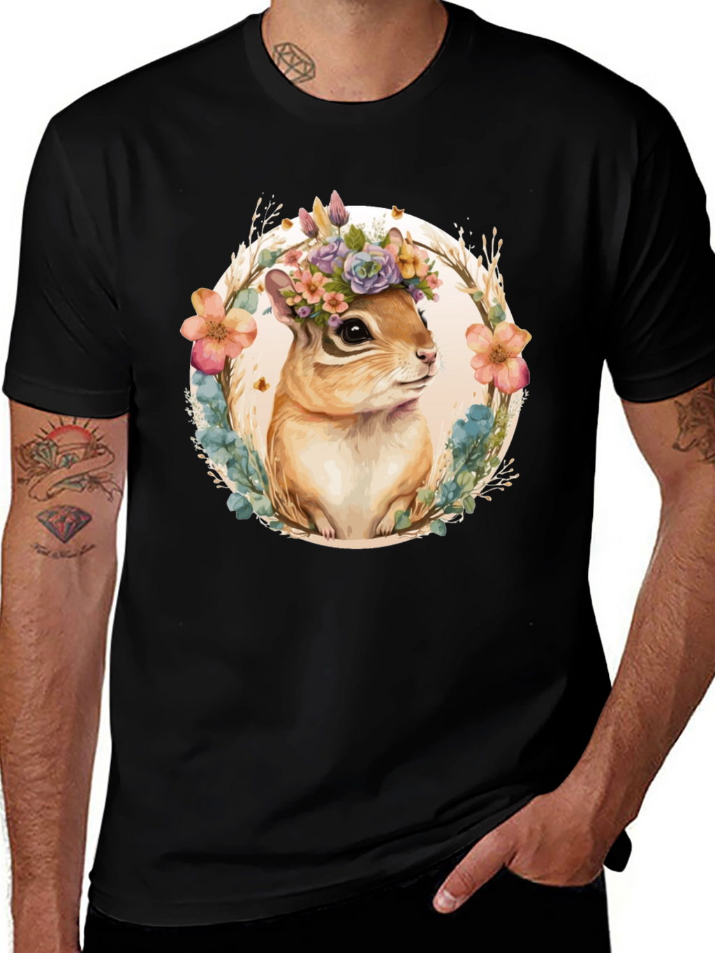 Floral Chipmunk Graphic Tee