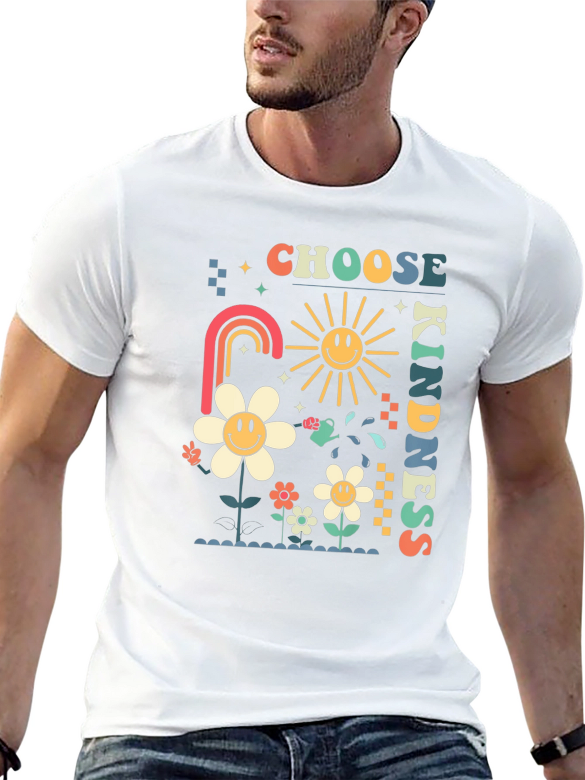 Choose Kindness Graphic Tee - Retro Floral Design