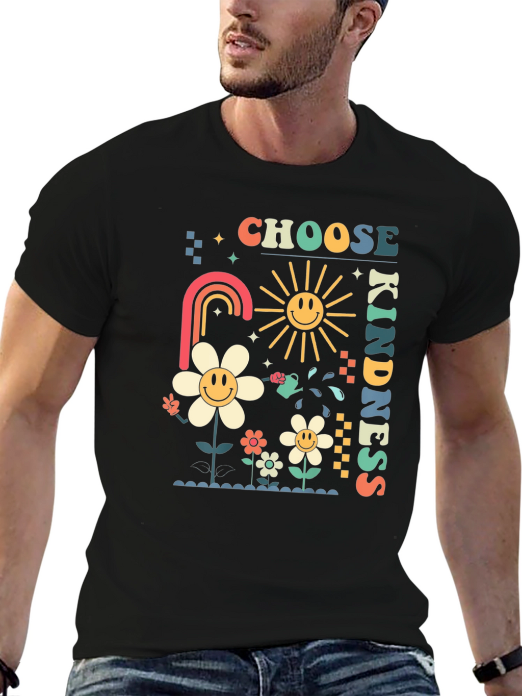 Choose Kindness Graphic Tee - Retro Floral Design