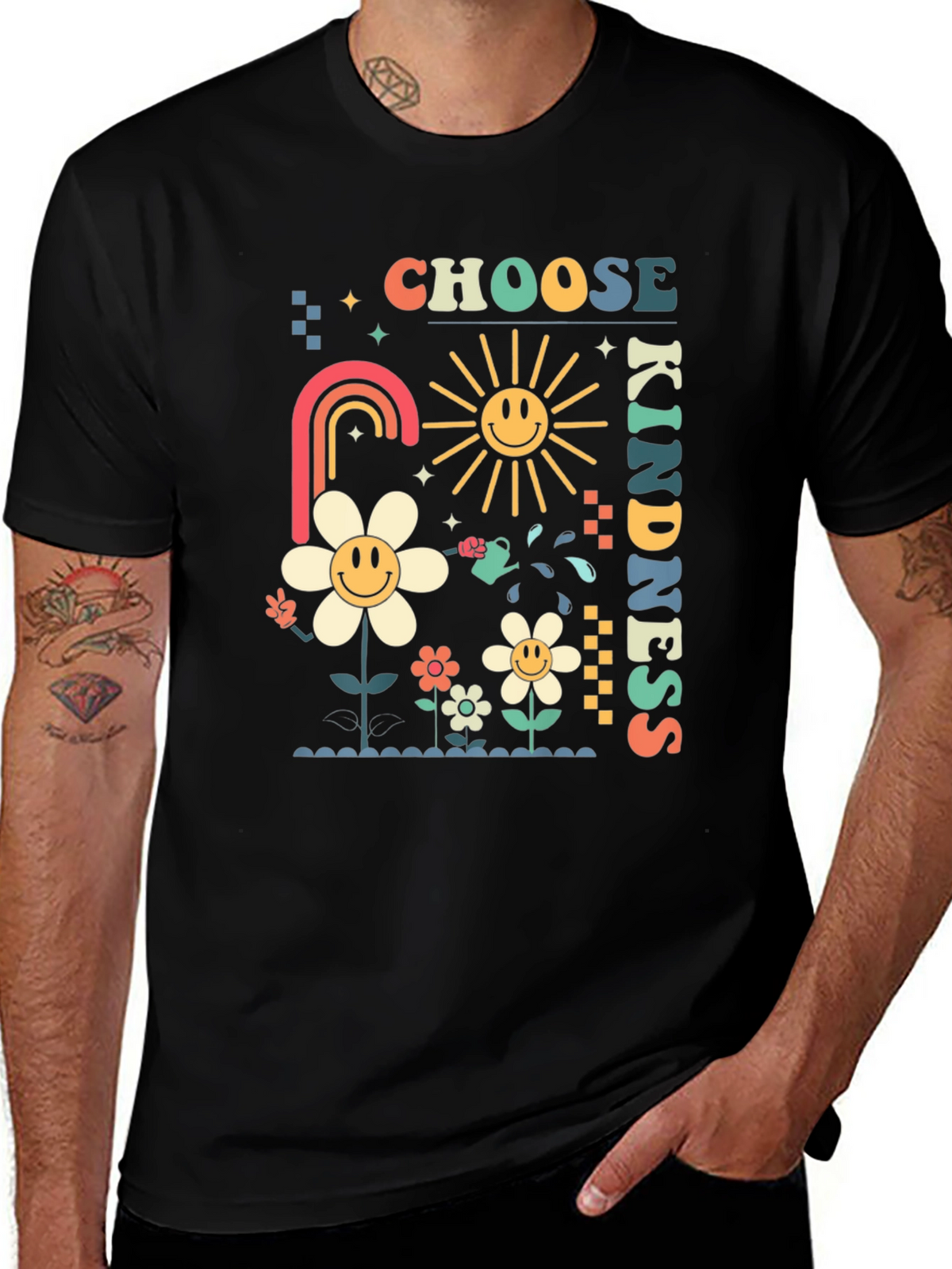 Choose Kindness Graphic Tee - Retro Floral Design
