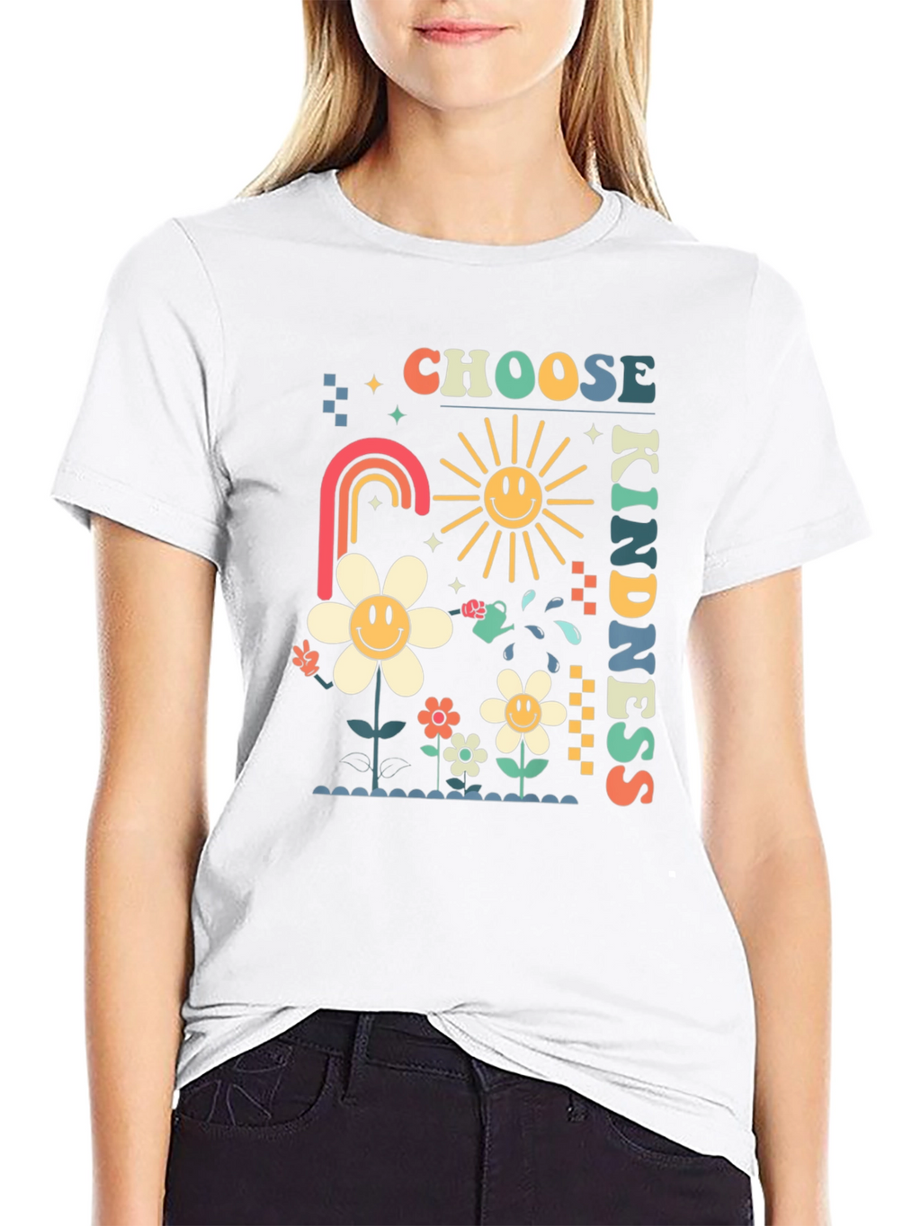 Choose Kindness Graphic Tee - Retro Floral Design