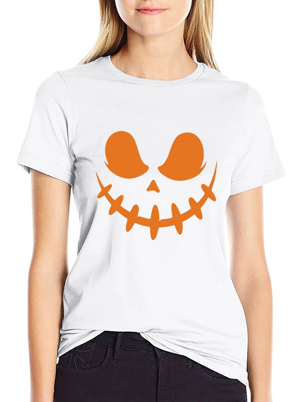 Spooky Halloween Face T-Shirt - Black