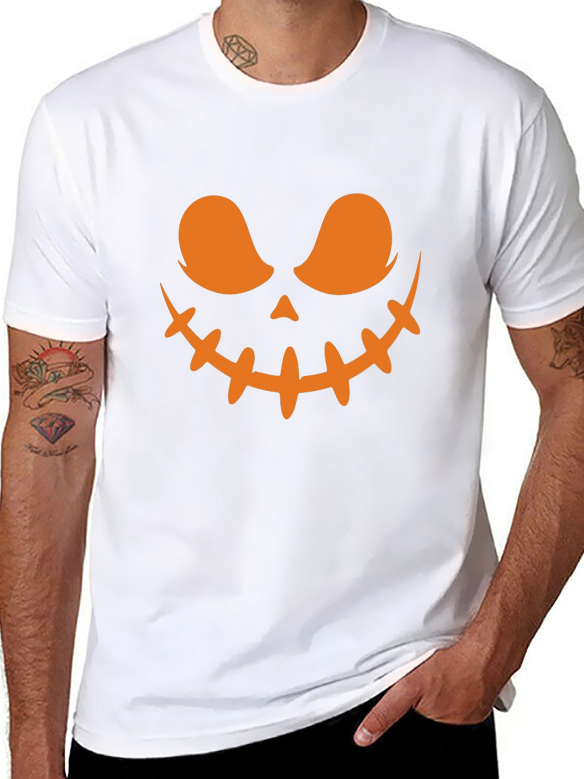 Spooky Halloween Face T-Shirt - Black